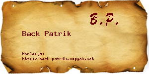 Back Patrik névjegykártya