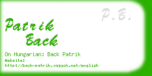 patrik back business card